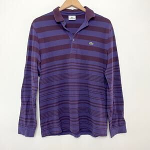 Vintage 90s Y2K Lacoste Preppy Academia Striped Long Sleeve Polo Rugby Shirt M